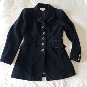 Gantos Black Velvet Blazer with Gold Buttons Women's